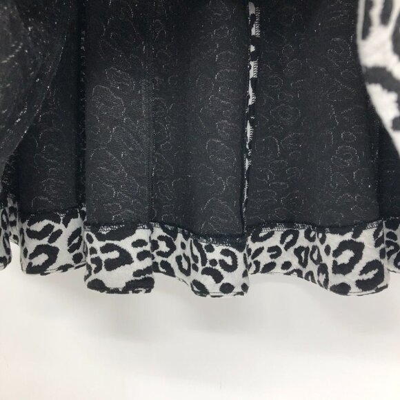 Rebecca Taylor Black & white leopard print flip skater skirt size 8 - Picture 11 of 16